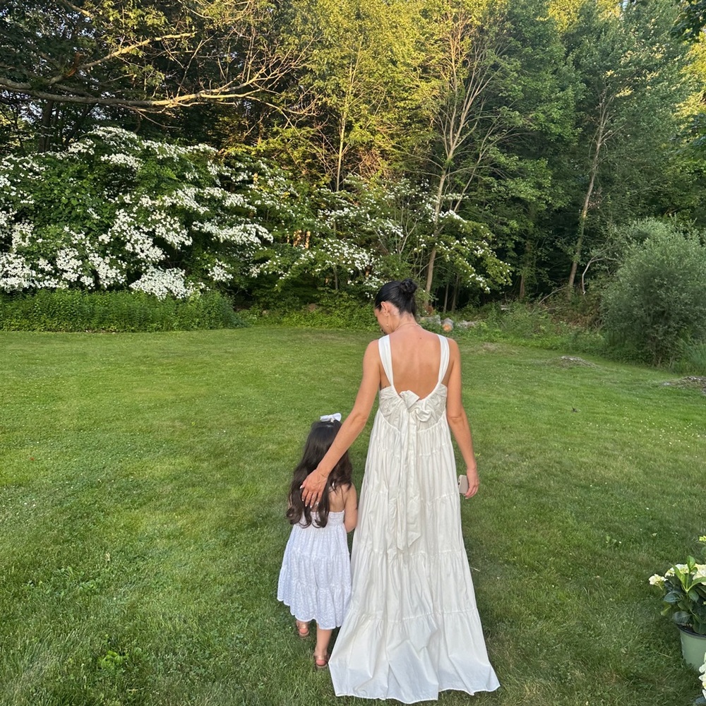 FOREVER THAT GIRL TIERED RUCHED BACK BOW DRESS
